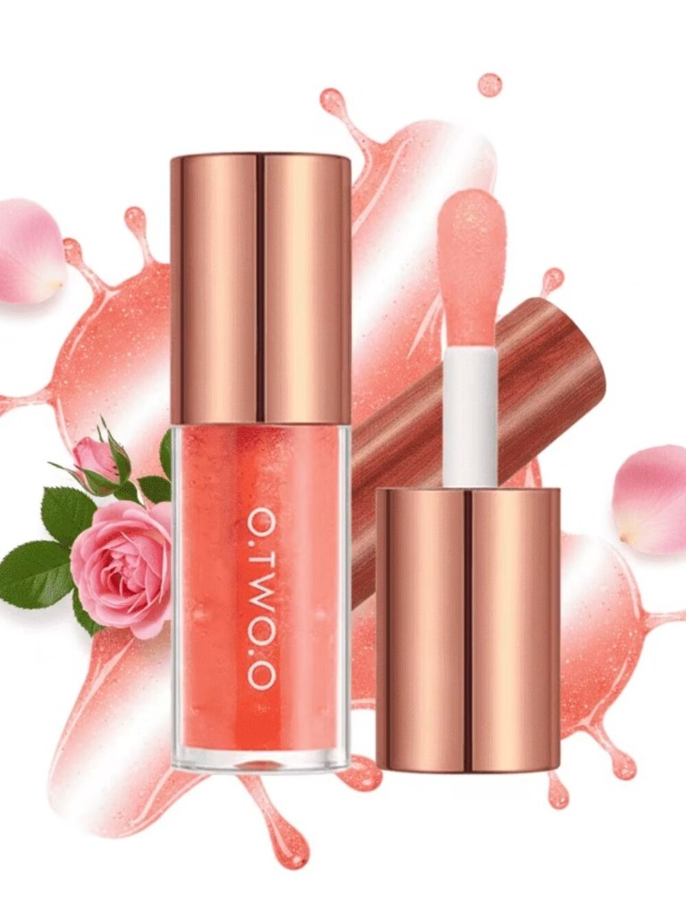 O.TWO.O Hydrating Lip Oil Gloss – Moisturizing Lip Care, Glossy Rosewood Finish